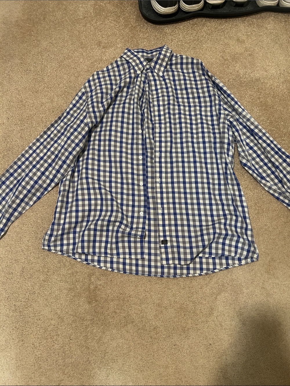 Navy and White Gingham Button-Down Shirt